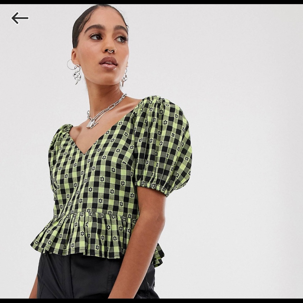 ASOS collusion gingham short sleeve top